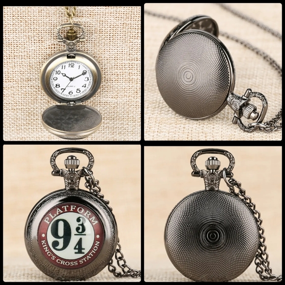 Harry Potter Vintage Quartz Pocket Watch Necklace stainless steel new - Picture 2 of 9